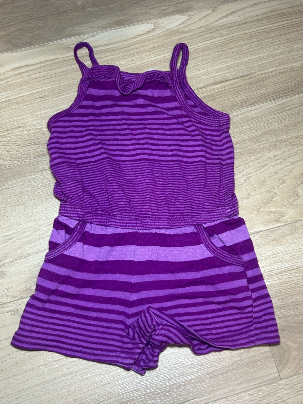 Old Navy Purple Striped Sleeveless Romper